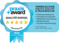 Auszeichnung Praxis Plus Award 2025 – Qualitaetssiegel – 5 Sterne